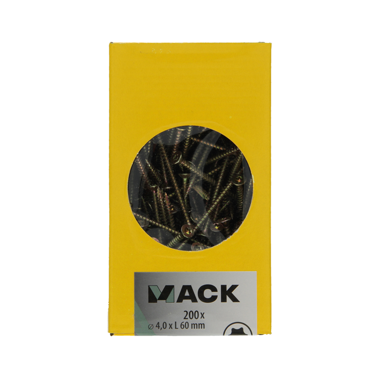 Mack 1020142 - vis pour panneaux d'aggloméré vz kp-self-lockinggvz 200pcs 4,0 x 60 mm | 2 pièces