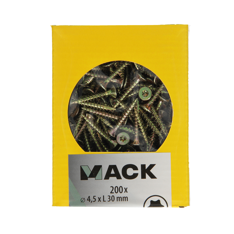 Mack 1020143 - vis pour panneaux d'aggloméré vz kp-self-lockinggvz 200pcs 4,5 x 30 mm | 5 pièces