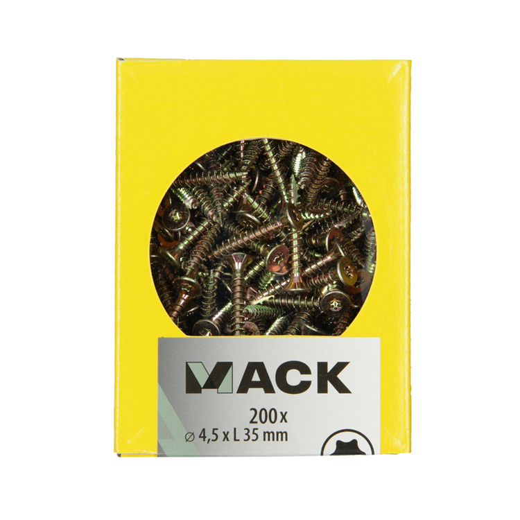 Mack 1020144 - vis pour panneaux d'aggloméré vz kp-autobloquantgvz 200pcs 4,5 x 35 mm | 5 pièces
