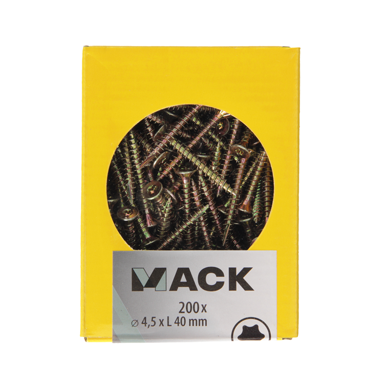 Mack 1020145 - vis pour panneaux d'aggloméré vz kp-autobloquantgvz 200pcs 4,5 x 40 mm | 5 pièces