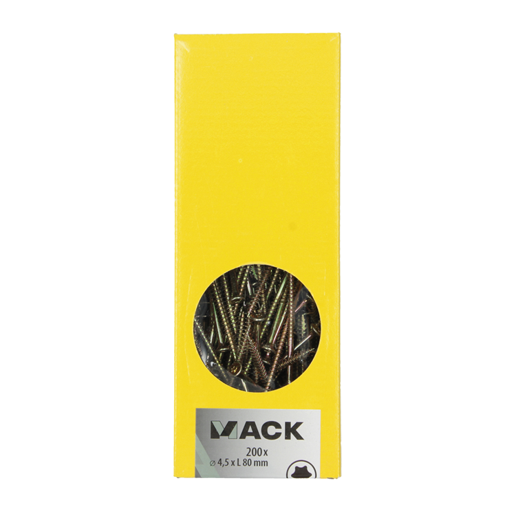 Mack 1020150 - vis pour panneaux d'aggloméré vz kp-self-lockinggvz 200pcs 4,5 x 80 mm | 1 pièce