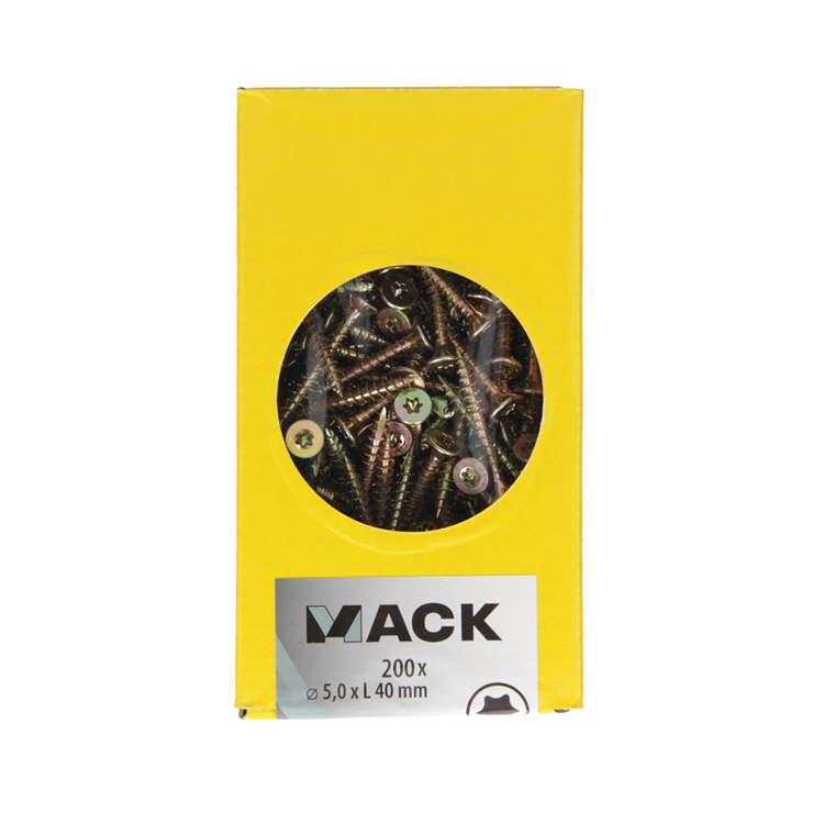 Mack 1020151 - vis pour panneaux d'aggloméré vz kp-autotaraudeusegvz 200pcs 5,0 x 40 mm | 3 pièces