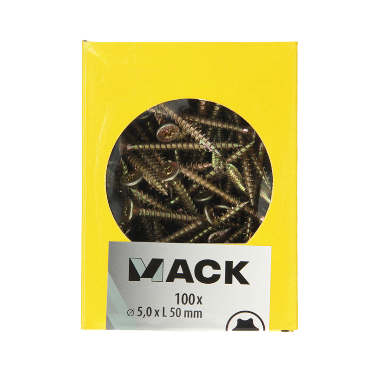 Mack 1020152 - vis pour panneaux d'aggloméré vz kp-self-lockinggvz 100pcs 5,0 x 50 mm | 5 pièces