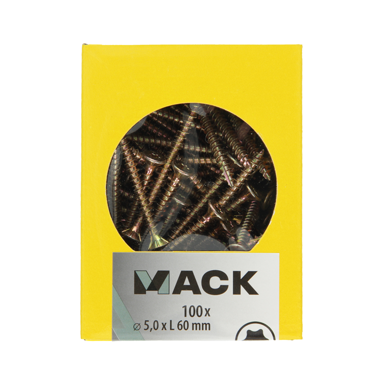 Mack 1020153 - vis pour panneaux d'aggloméré vz kp-self-lockinggvz 100pcs 5,0 x 60 mm | 5 pièces
