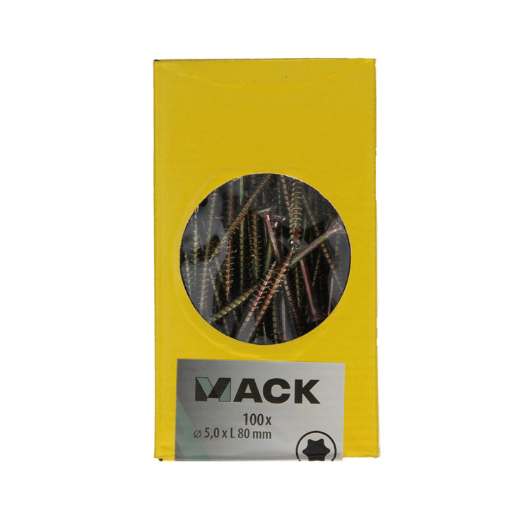 Mack 1020155 - vis pour panneaux d'aggloméré vz kp-self-lockinggvz 100pcs 5,0 x 80 mm | 3 pièces