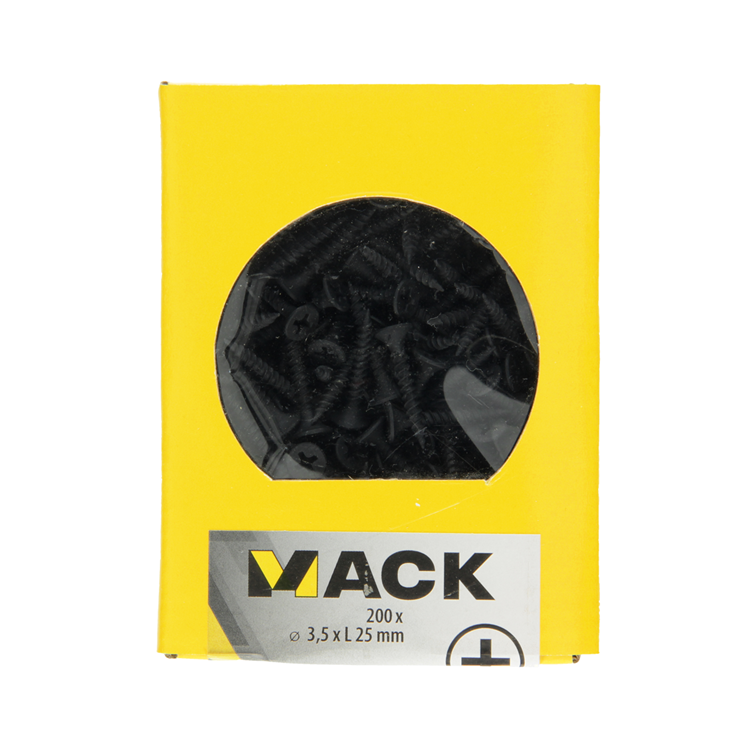 Mack 1020162 - vis pour plaques de plâtre phosphatée noire. 200 pièces 3,5 x 25 mm | 5 pièces