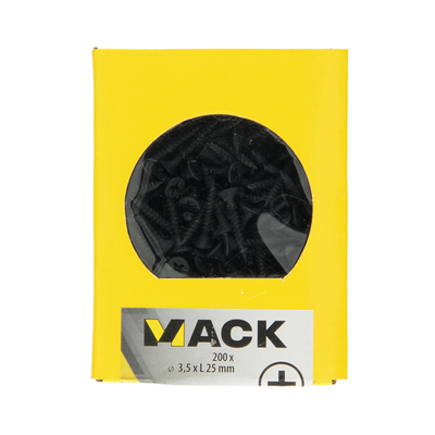 Mack 1020162 - vis pour plaques de plâtre phosphatée noire. 200 pièces 3,5 x 25 mm | 5 pièces
