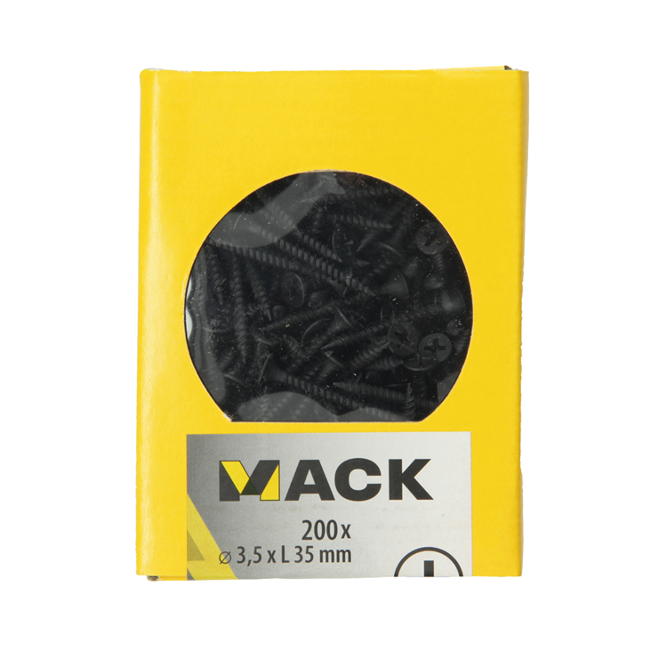 Mack 1020163 - vis pour plaques de plâtre phosphatée noire. 200 pièces 3,5 x 35 mm | 5 pièces