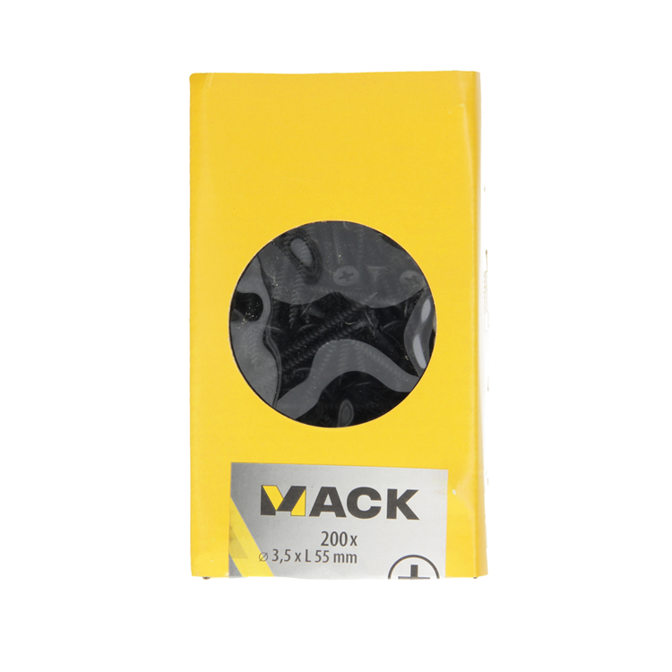 Mack 1020165 - vis pour plaques de plâtre phosphatée noire. 200 pièces 3,5 x 55 mm | 3 pièces