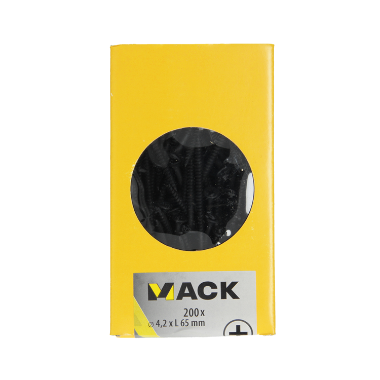 Mack 1020166 - vis pour plaques de plâtre phosphatée noire. 200 pièces 4,2 x 65 mm | 2 pièces