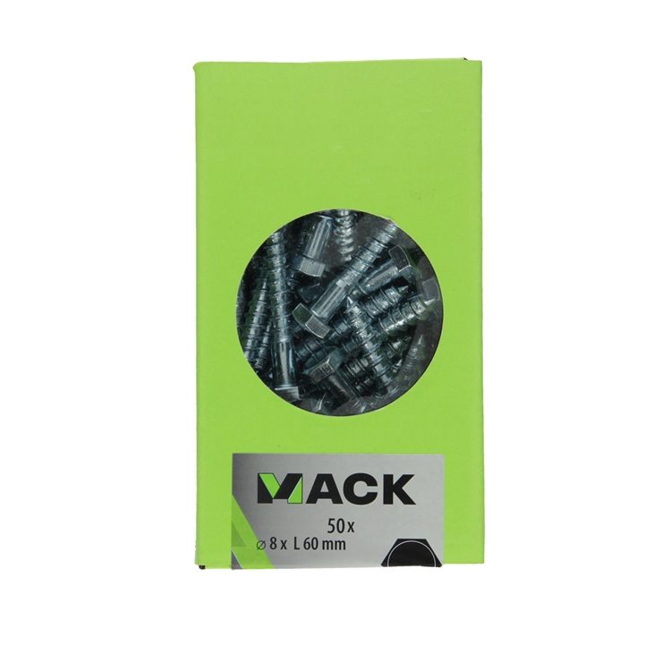 Mack 1020176 - boulon fileté à bois galvanisé 50 pcs 8 x 60 mm | 3 pièces