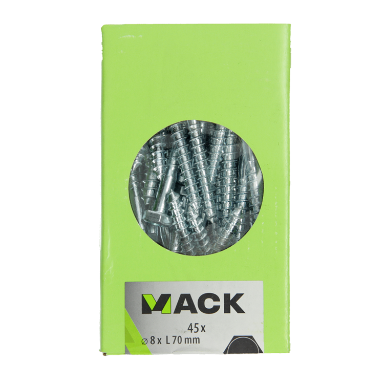 Mack 1020177 - boulon fileté à bois galvanisé 45 pièces 8 x 70 mm | 3 pièces