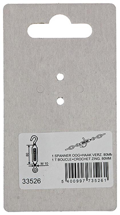 Mack 1008496 - 1 œillet tendeur + crochet m10 x 80mm galvanisé | 10 pièces