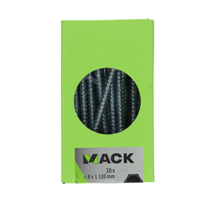 Mack 1020180 - boulon fileté à bois galvanisé 30 pièces 8 x 120 mm | 3 pièces