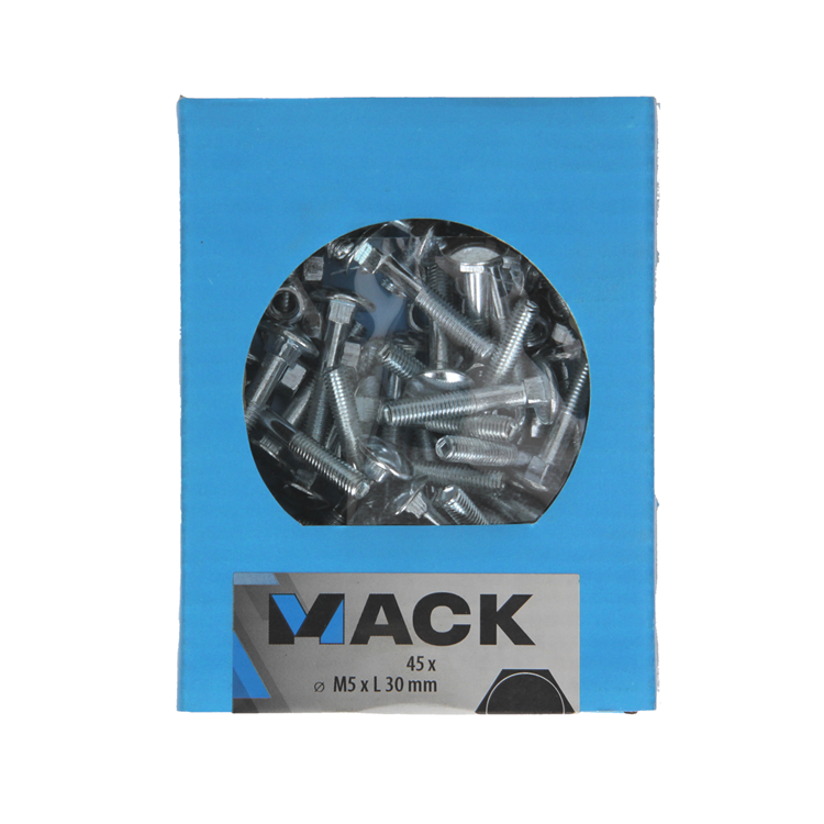 Mack 1020192 - boulon à bois + écrou galvanisé 45 stm5 x 30 mm | 5 pièces