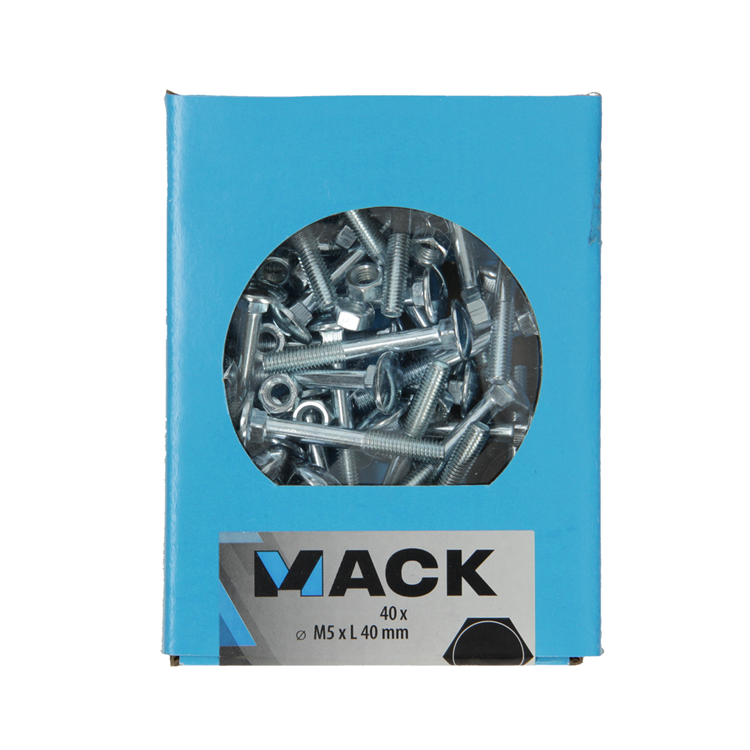 Mack 1020193 - boulon à bois + écrou galvanisé 40 stm5 x 40 mm | 5 pièces