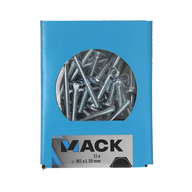 Mack 1020194 - boulon à bois + écrou galvanisé 35 stm5 x 50 mm | 5 pièces