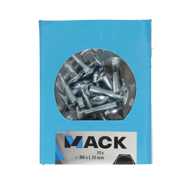 Mack 1020197 - boulon à bois + écrou galvanisé 30 stm6 x 30 mm | 5 pièces