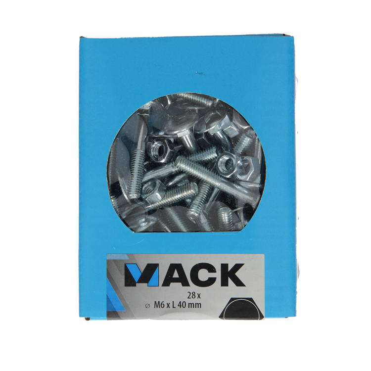 Mack 1020198 - boulon à bois + écrou galvanisé 28 stm6 x 40 mm | 5 pièces