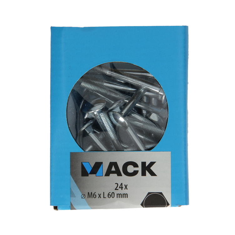 Mack 1020200 - boulon à bois + écrou galvanisé 24 stm6 x 60 mm | 5 pièces
