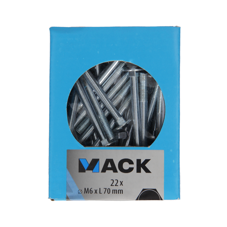 Mack 1020201 - boulon à bois + écrou galvanisé 22 stm6 x 70 mm | 5 pièces
