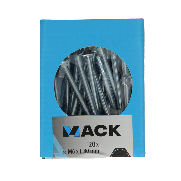 Mack 1020202 - boulon à bois + écrou galvanisé 20 stm6 x 80 mm | 5 pièces