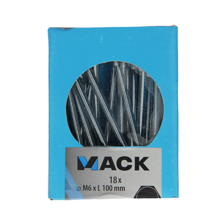 Mack 1020203 - boulon à bois + écrou galvanisé 18 stm6 x 100 mm | 5 pièces