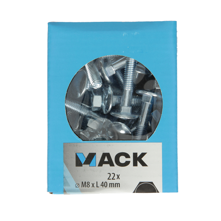 Mack 1020205 - boulon à bois + écrou galvanisé 22 stm8 x 40 mm | 5 pièces