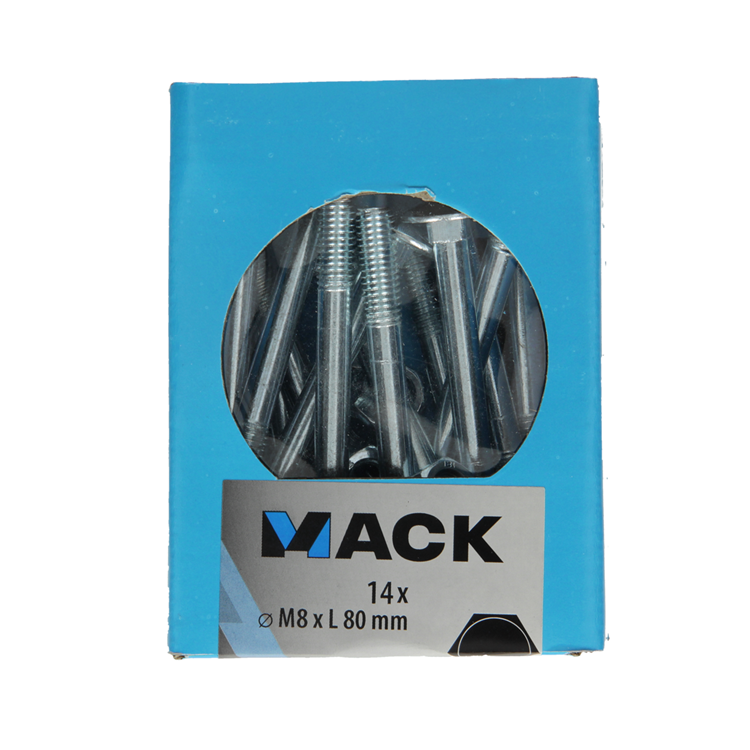 Mack 1020209 - boulon à bois + écrou galvanisé 14 stm8 x 80 mm | 5 pièces