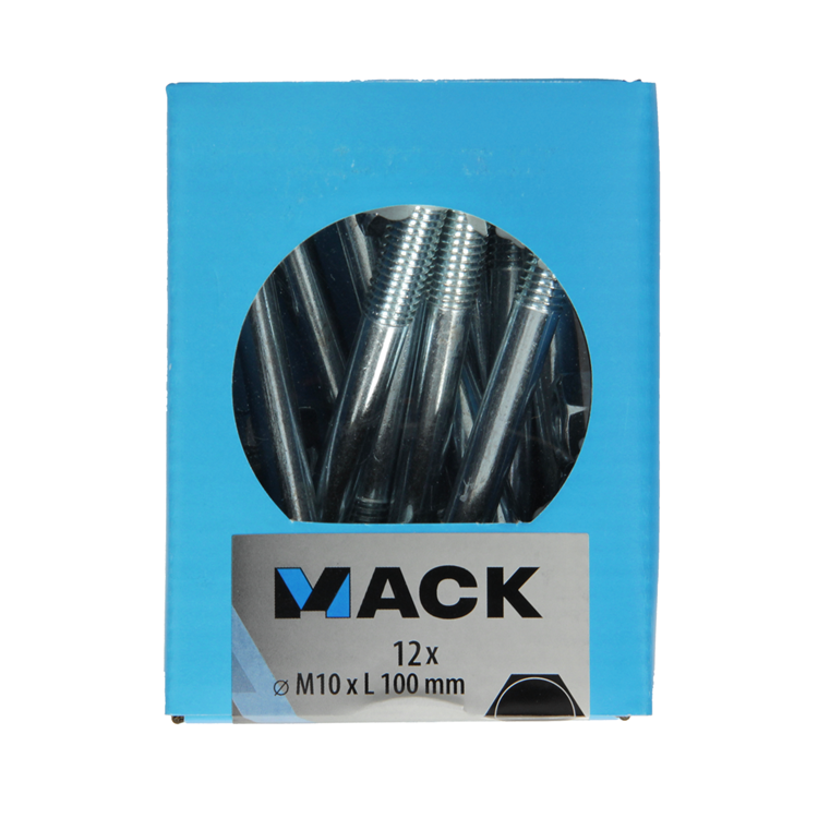 Mack 1020211 - boulon à bois + écrou galvanisé 12 stm10 x 100 mm | 5 pièces