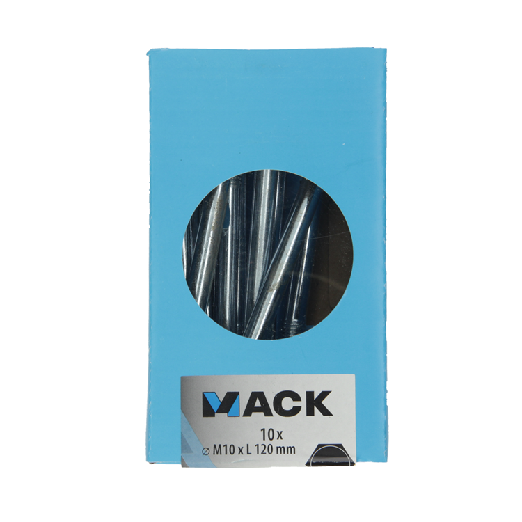 Mack 1020212 - boulon à bois + écrou galvanisé 10 stm10 x 120 mm | 3 pièces