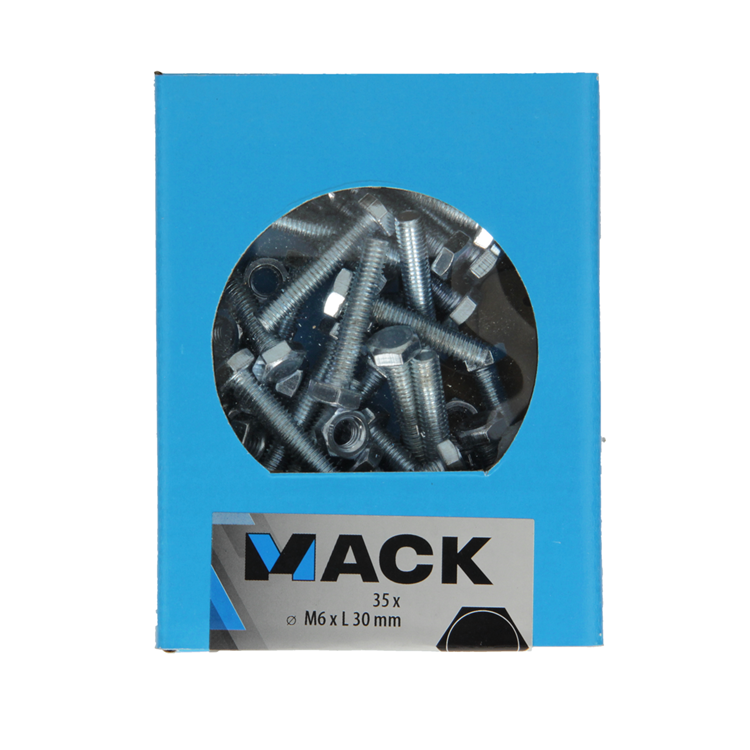 Mack 1020215 - boulon de robinet + écrou galvanisé 35 pcs m6 x 30 mm | 5 pièces
