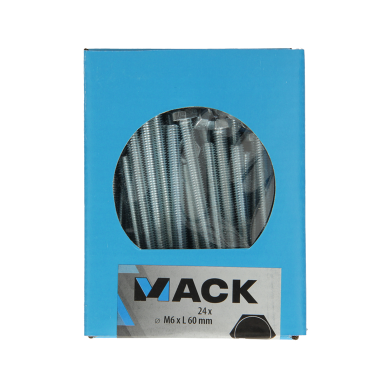 Mack 1020218 - boulon de robinet + écrou galvanisé 24 pcs m6 x 60 mm | 5 pièces