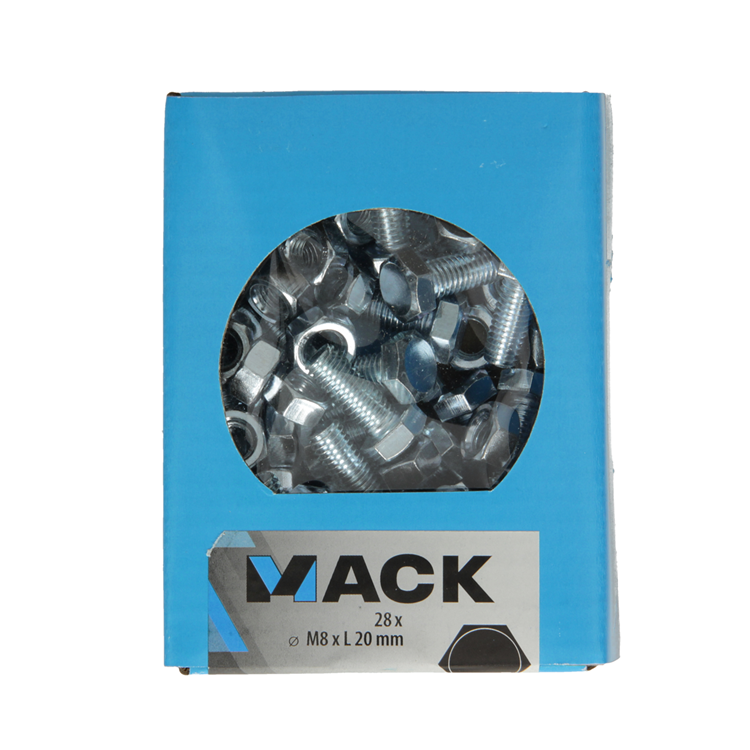 Mack 1020219 - boulon de robinet + écrou galvanisé 28 pcs m8 x 20 mm | 5 pièces
