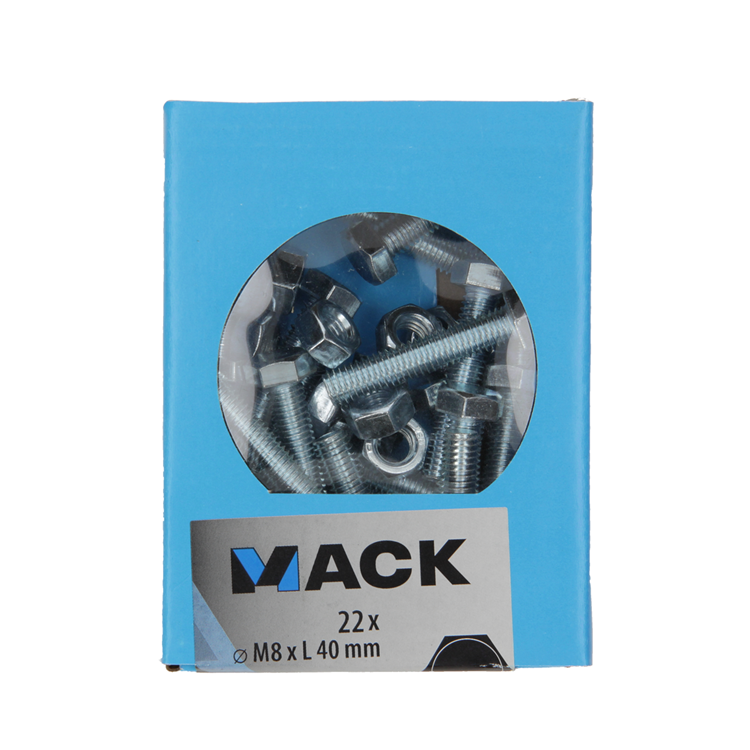 Mack 1020221 - boulon de robinet + écrou galvanisé 22 pcs m8 x 40 mm | 5 pièces