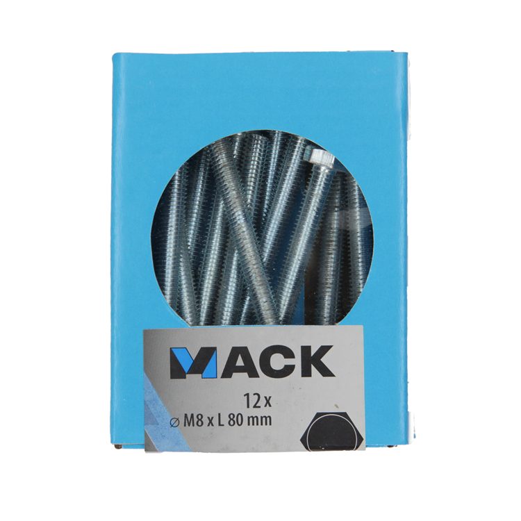 Mack 1020223 - boulon de robinet + écrou galvanisé 12 pcs m8 x 80 mm | 5 pièces
