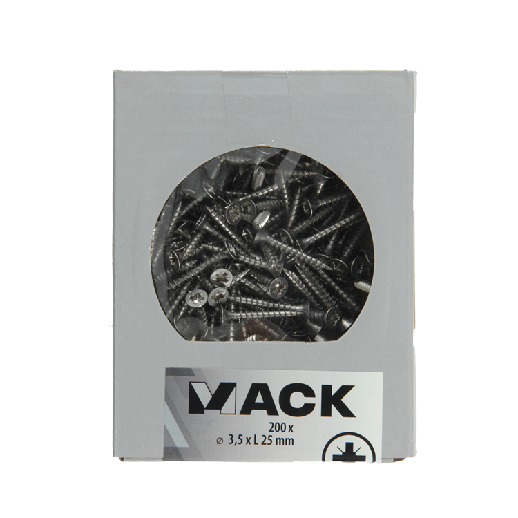 Mack 1020227 - vis pour panneaux d'aggloméré tête VZ acier inoxydable a2 200 pcs 3,5 x 25 mm | 2 pièces