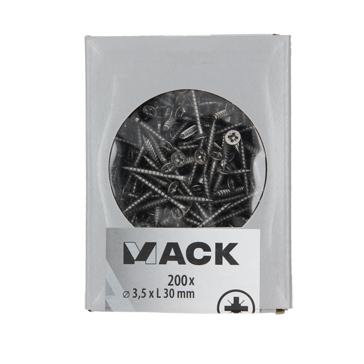 Mack 1020228 - vis pour panneaux d'aggloméré tête VZ acier inoxydable a2 200 pcs 3,5 x 30 mm | 2 pièces