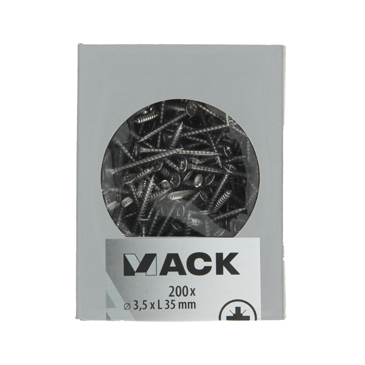 Mack 1020229 - vis pour panneaux d'aggloméré tête VZ acier inoxydable a2 200 pcs 3,5 x 35 mm | 2 pièces