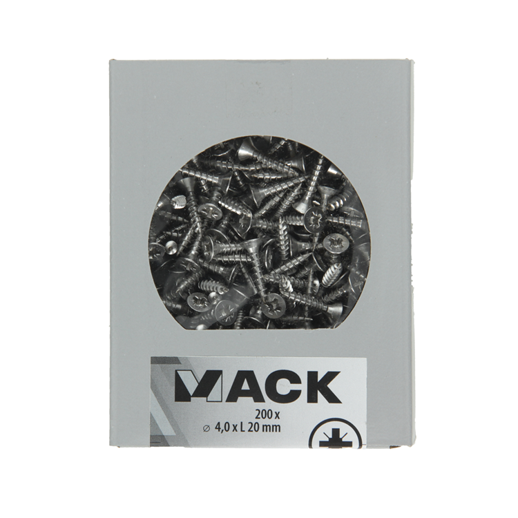 Mack 1020231 - vis pour panneaux d'aggloméré tête VZ acier inoxydable a2 200 pcs 4,0 x 20 mm | 2 pièces