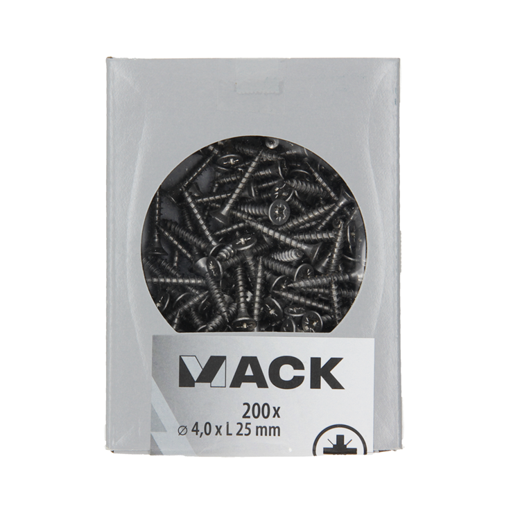 Mack 1020232 - vis pour panneaux d'aggloméré tête VZ acier inoxydable a2 200 pcs 4,0 x 25 mm | 2 pièces