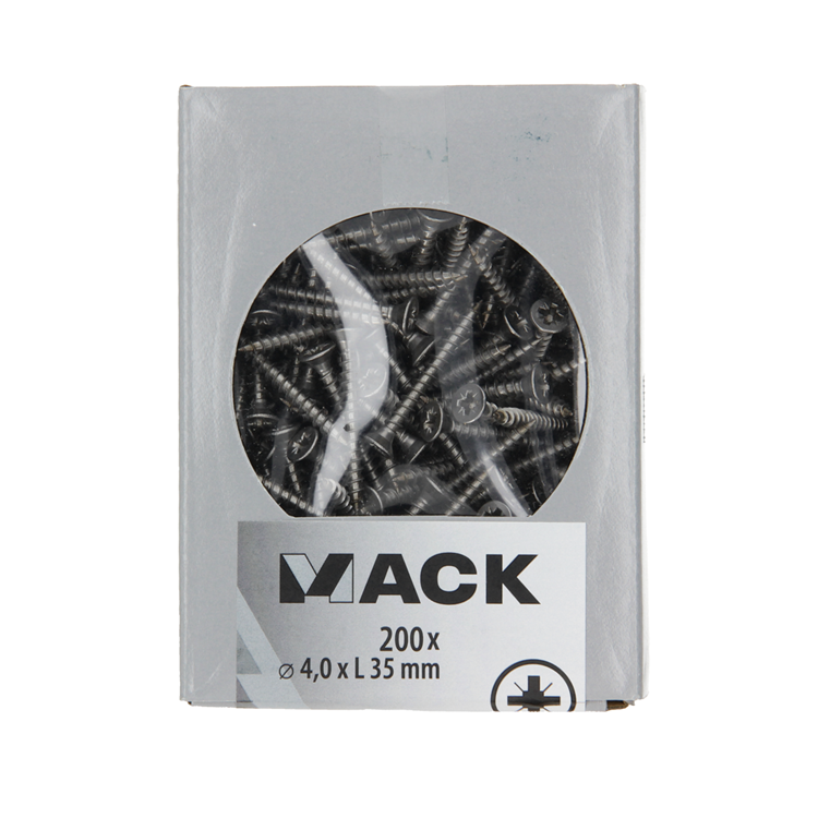 Mack 1020234 - vis pour panneaux d'aggloméré tête VZ acier inoxydable a2 200 pcs 4,0 x 35 mm | 2 pièces