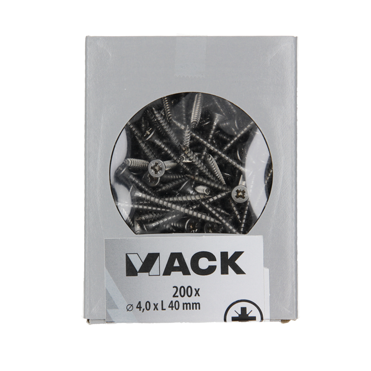 Mack 1020235 - vis pour panneaux d'aggloméré tête VZ acier inoxydable a2 200 pcs 4,0 x 40 mm | 2 pièces