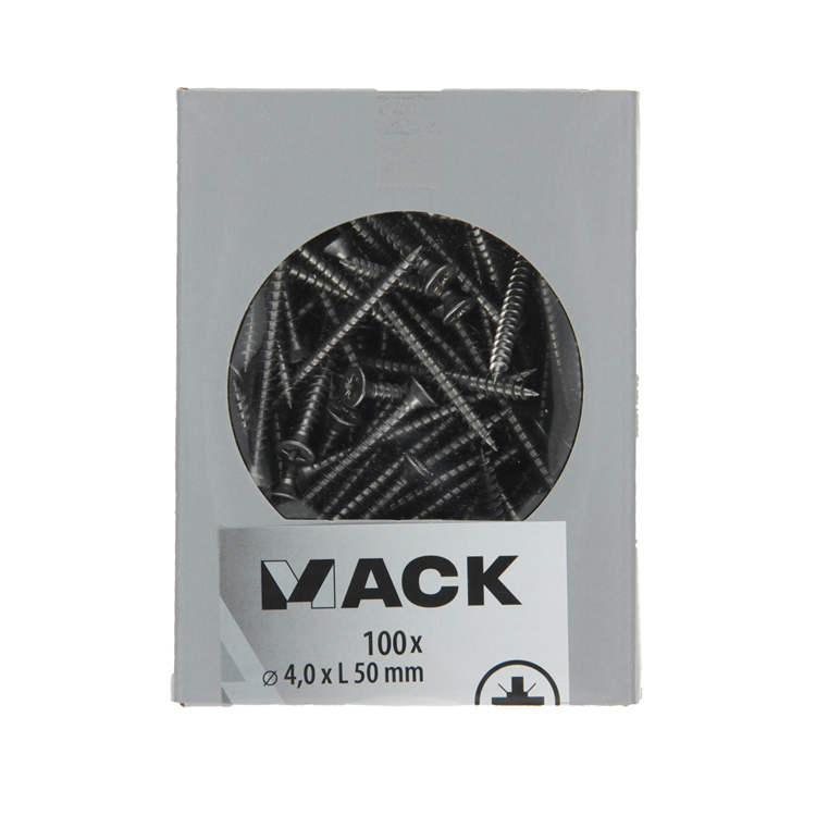 Mack 1020237 - vis pour panneaux d'aggloméré tête VZ acier inoxydable a2 100 pcs 4,0 x 50 mm | 2 pièces