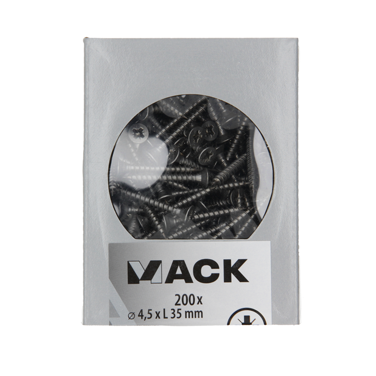 Mack 1020239 - vis pour panneaux d'aggloméré tête VZ acier inoxydable a2 200 pcs 4,5 x 35 mm | 2 pièces