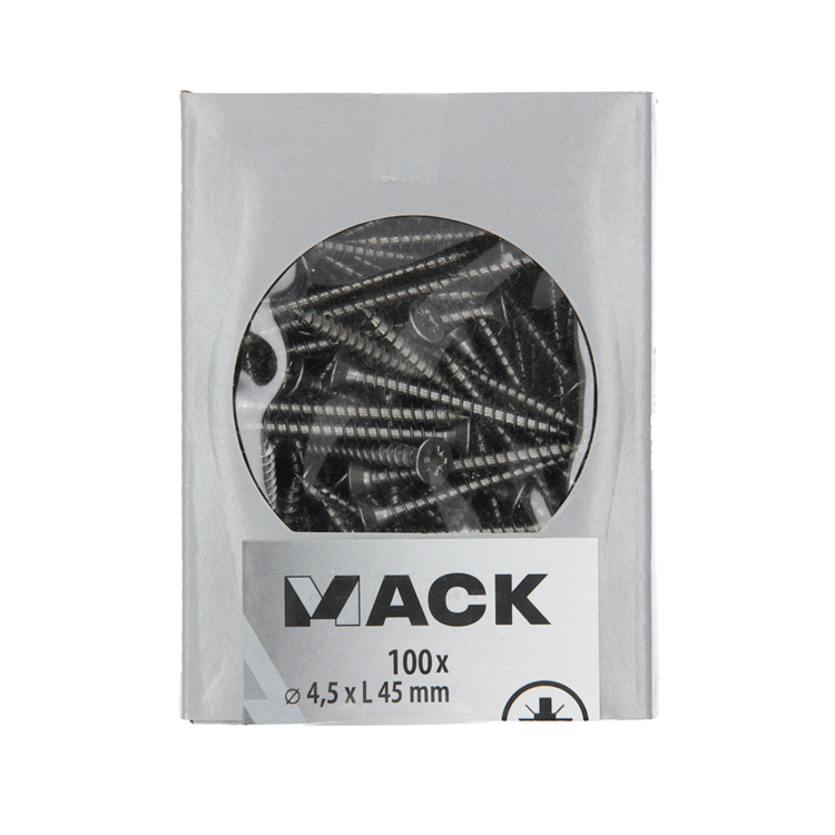 Mack 1020241 - vis pour panneaux d'aggloméré tête VZ acier inoxydable a2 100 pcs 4,5 x 45 mm | 2 pièces