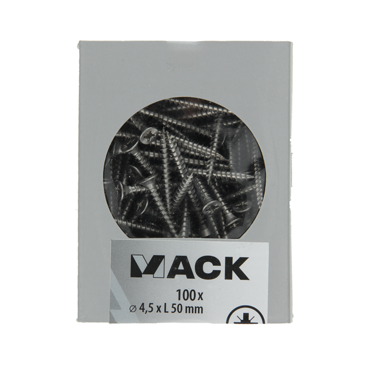 Mack 1020242 - vis pour panneaux d'aggloméré tête VZ acier inoxydable a2 100 pcs 4,5 x 50 mm | 2 pièces