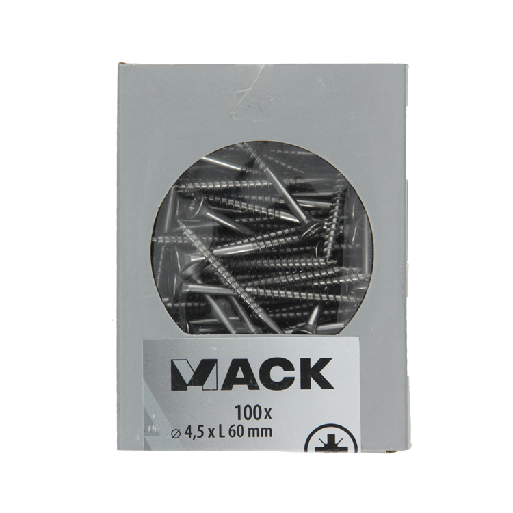 Mack 1020243 - vis pour panneaux d'aggloméré tête VZ acier inoxydable a2 100 pcs 4,5 x 60 mm | 2 pièces