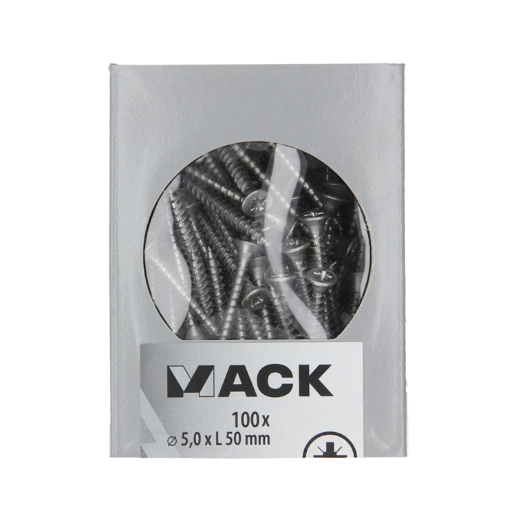 Mack 1020245 - vis pour panneaux d'aggloméré tête VZ acier inoxydable a2 100 pcs 5,0 x 50 mm | 2 pièces