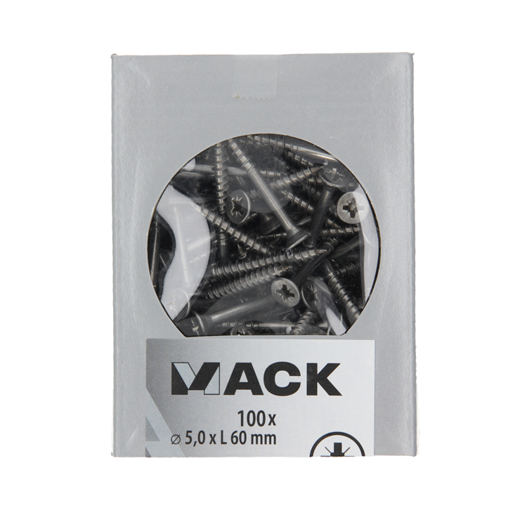 Mack 1020246 - vis pour panneaux d'aggloméré tête VZ acier inoxydable a2 100 pcs 5,0 x 60 mm | 2 pièces